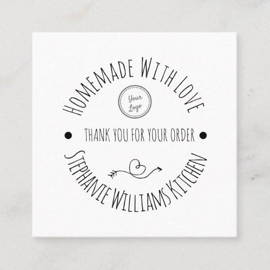 愛で手作り |ご注文ありがとうございます スクエア名刺 (正面)