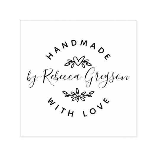 愛で手作り |スクリプト素朴とハートのリース セルフインキングスタンプ (デザイン)