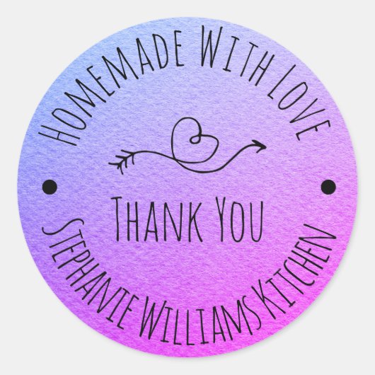 愛で手作り |パープルウォーター色ありがとう ラウンドシール (正面)