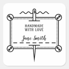 愛で手作り |ボタンと針のデザイン スクエアシール