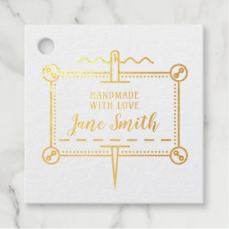 愛で手作り |ボタンと針のデザイン フェイバータグ