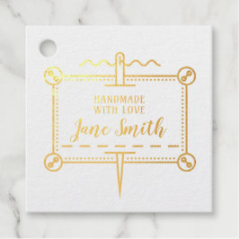 愛で手作り |ボタンと針のデザイン フェイバータグ