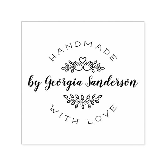 愛で手作り |素朴ハートと手のスケッチ セルフインキングスタンプ (デザイン)