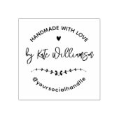 愛で手作り |素朴ハート&葉リース ラバースタンプ (インプリント)