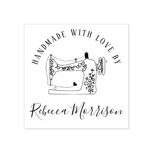 愛で手作り |裁縫機械と名前をカスタムする ラバースタンプ (インプリント)