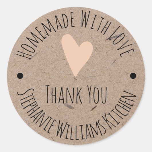 愛で手作り | Kraft紙ありがとうクラシック ラウンドシール (正面)