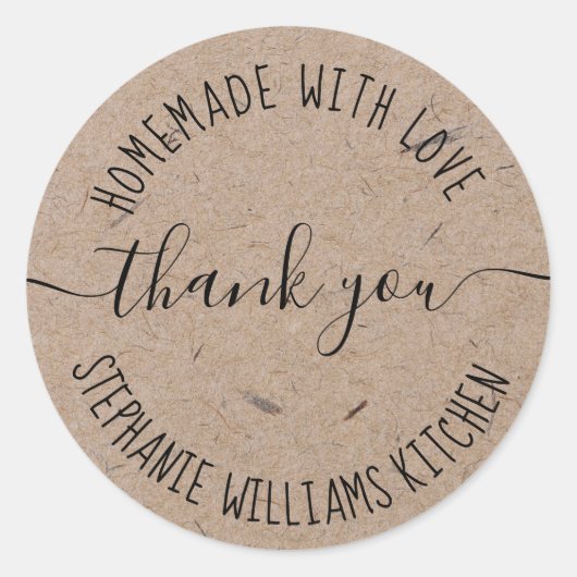 愛で手作り | Kraft紙ありがとうクラシック ラウンドシール (正面)