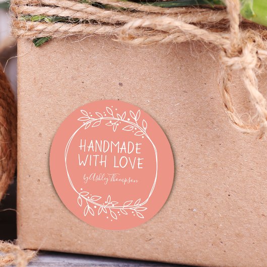 愛で手描き手作りパーソナライズされた ラウンドシール