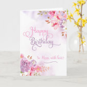 愛で母には、ハッピーバースデーの水色 カード (黄色い花)