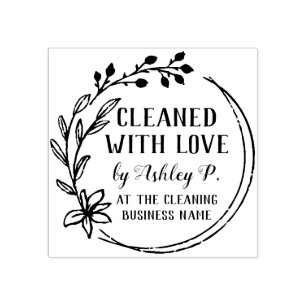 愛で洗い流した手描きベリーフラワーリース ラバースタンプ