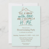 愛で満たされた カスタマイズ可能な新築祝い 招待状 (正面)