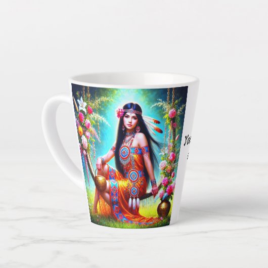 愛で満たすためのハート カフェラテマグ (左アングル)