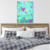 愛で満ちた海の水彩ハート絵 キャンバスプリント (インサイチュ (寝室))