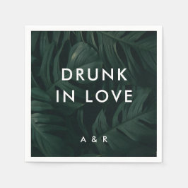 愛で熱帯のパーム飲の目的地の結婚式 スタンダードカクテルナプキン