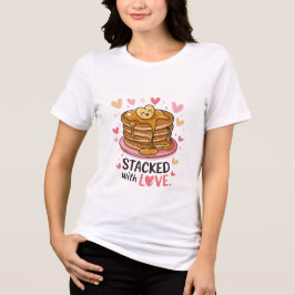 愛で積み重ね – 愛らしいパンケーキバレンタイン トライブレンドTシャツ