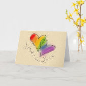 愛で結合される虹のハート カード (黄色い花)