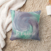 愛で絞り紫の緑のパインタリーの水色 クッション (ブランケット)