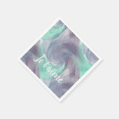 愛で絞り紫の緑のパインタリーの水色 スタンダードカクテルナプキン (角)