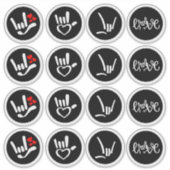 "愛で署名 – ASL ILY" シール (正面)