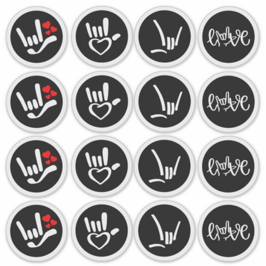 "愛で署名 – ASL ILY" シール (正面)