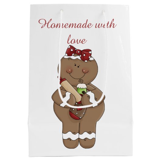 愛で自家製クリスマスジンジャーパン ミディアムペーパーバッグ (裏面)