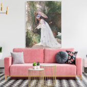 愛で花気にを求める庭の女性 キャンバスプリント (インサイチュ (リビング))