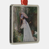 愛で花気にを求める庭の女性 メタルオーナメント (右)