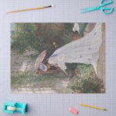 愛で花気にを求める庭の女性 薄葉紙 (クラフト)