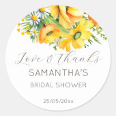 愛で開花春夏のブライダルシャワーの好意 ラウンドシール (正面)