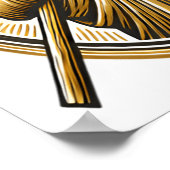 愛で黄金の十字架を持ち上げるイエス ポスター (角)