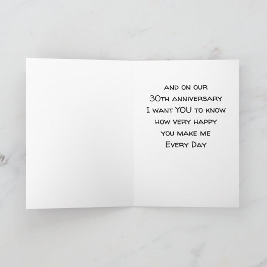 愛で**30結婚周年に カード (内部)