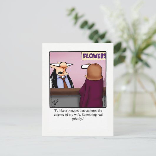 愛とおもしろい結婚のユーモアのはがき ポストカード (スタンド正面)