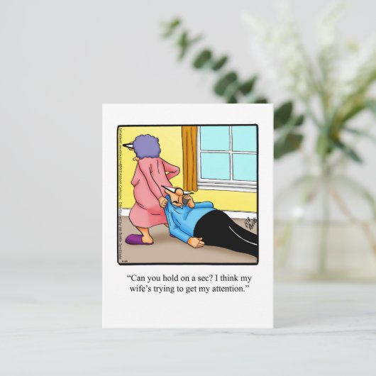 愛とおもしろい結婚のユーモアのはがき ポストカード (スタンド正面)