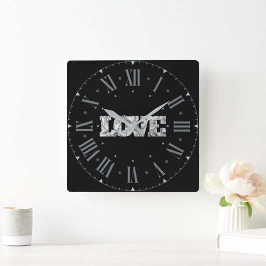 愛とお金の正方形の壁時計 スクエア壁時計 (ホーム)