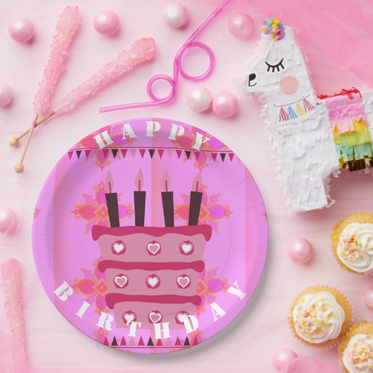 愛とこれからも多くの誕生日おめでとう  ペーパープレート (パーティー)