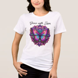 愛とともに成長する蝶の曼荼羅 女性用Tシャツ | トライブレンドTシャツ