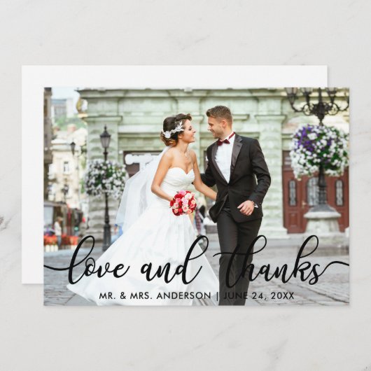 愛との感謝していモダン写真SBありがとう サンキューカード (正面/裏面)