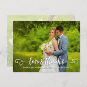 愛との感謝してい結婚タイポグラフィピンクのバラ写真 案内ポストカード (正面/裏面)