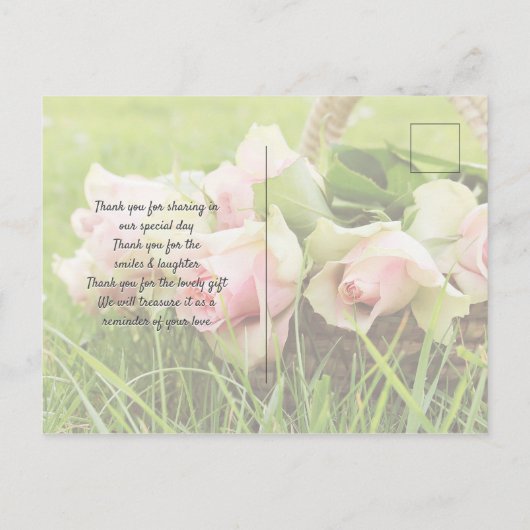 愛との感謝してい結婚タイポグラフィピンクのバラ写真 案内ポストカード (裏面)