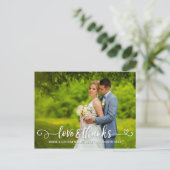 愛との感謝してい結婚タイポグラフィピンクのバラ写真 案内ポストカード (スタンド正面)