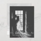 愛との感謝してい結婚タイポグラフィ白黒写真 サンキューカード (正面/裏面)