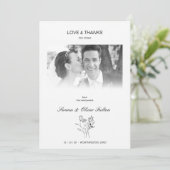 愛との感謝してい結婚フローラお洒落スクリプト サンキューカード (スタンド正面)