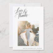 愛との感謝してい結婚ブライダルシャワービーチ写真 サンキューカード (正面)