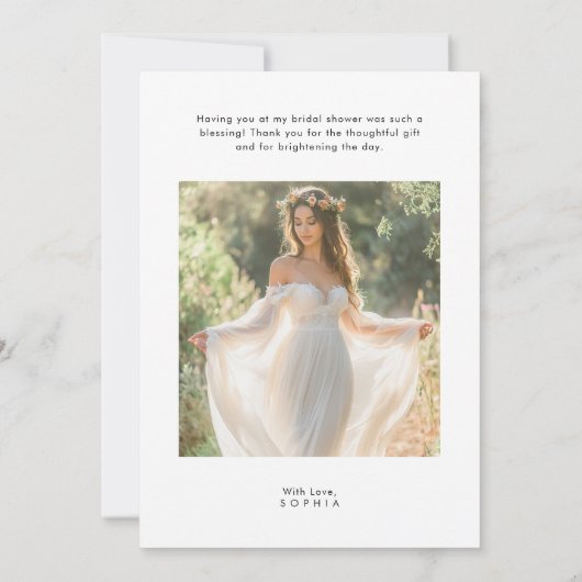 愛との感謝してい結婚ブライダルシャワービーチ写真 サンキューカード (裏面)