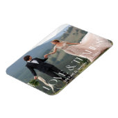 愛との感謝してい結婚写真シックなホワイトタイポグラフィ マグネット (左側)