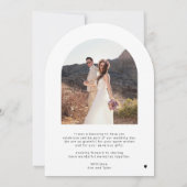 愛とアー感謝していチ写真の結婚サンキューカード 招待状 (裏面)