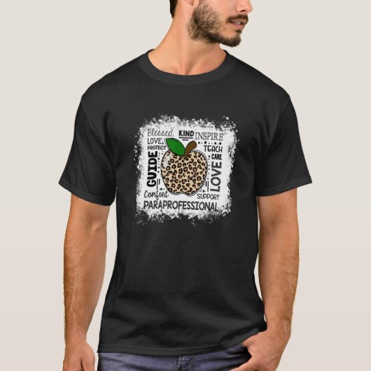 愛とインスピレーションを与えるヒョウ柄の教育補助員Tシャツ Tシャツ (正面)