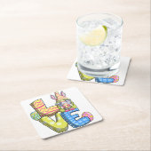 愛とイースターの装飾 スクエアペーパーコースター (インサイチュ)