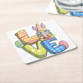 愛とイースターの装飾 スクエアペーパーコースター (アングル)