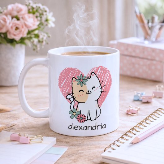 愛とウィスカーズモノグラム コーヒーマグカップ
